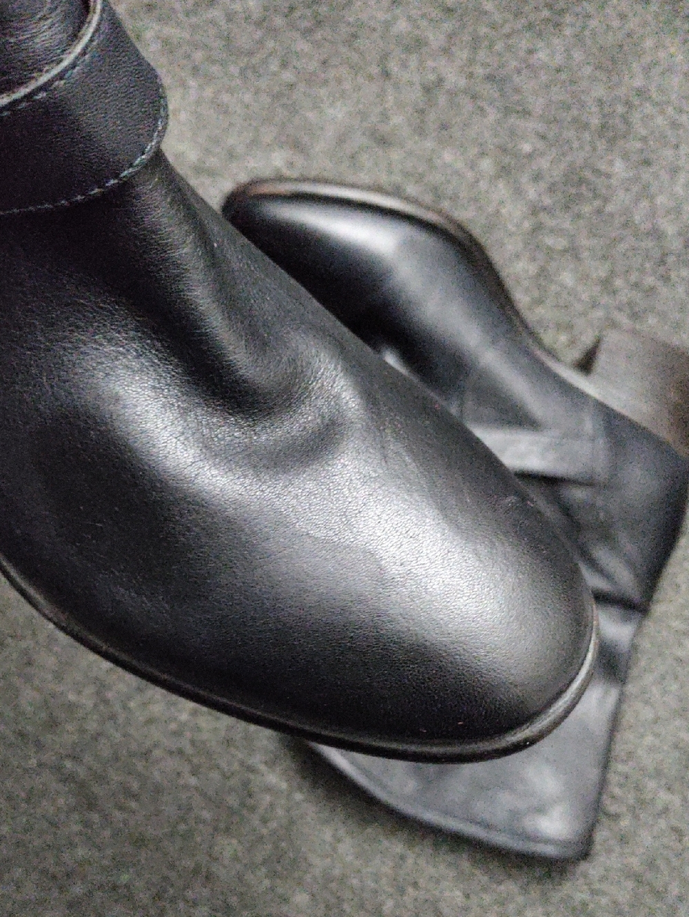 UGG Collection "Conchetta" Navy Blue Leather Moto/Combat Boots - Picture 3 of 8